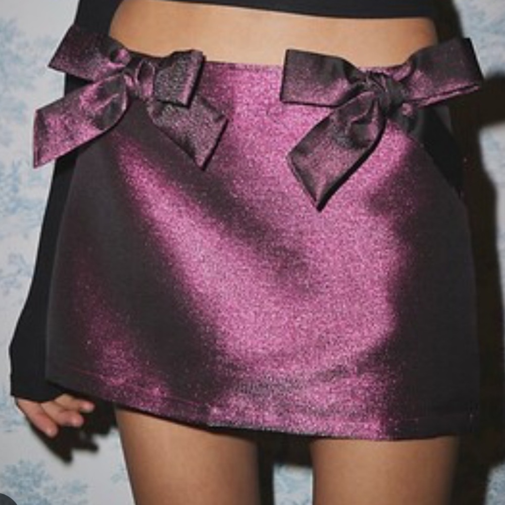 Urban Outfitters Kimchi Blue Elena Metallic Bow Mini Skirt